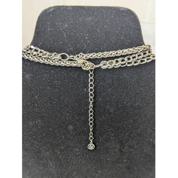 C 1946 multiple strand red clear and silver beaded statement necklace - Picture 6 of 9